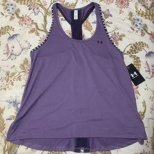 NWT Under Armour Womens Purple Heat Gear Racer Back Tank Top Shirt Size Small